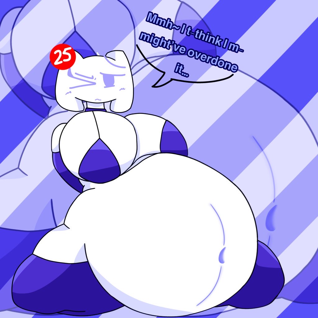 belly expansion, big belly, blush, blush lines, blushing female, clyde (discord), discord, discord (app), discord logo, erictheartist4fun, large ass, large breasts, nervous, purple bikini, thicc, thicc thighs
