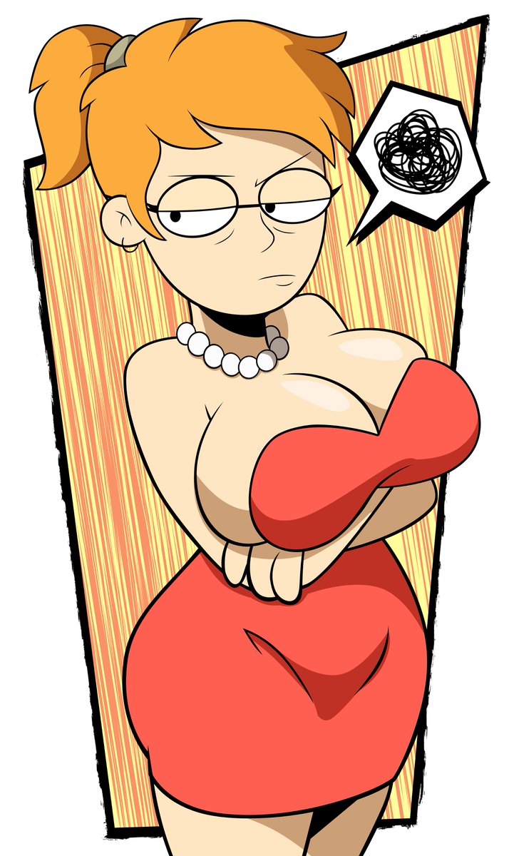 1girls, about to burst, barely contained, barely contained breasts, barely fits, breasts, breasts too big, bursting breasts, dress, glasses, grimphantom, imminent wardrobe malfunction, jewelry, necklace, orange hair, overflowing breasts, smiling friends, solo, straining clothing, tight dress, tight fit, too tight, undersized clothes, undersized clothing, zoey (smiling friends)