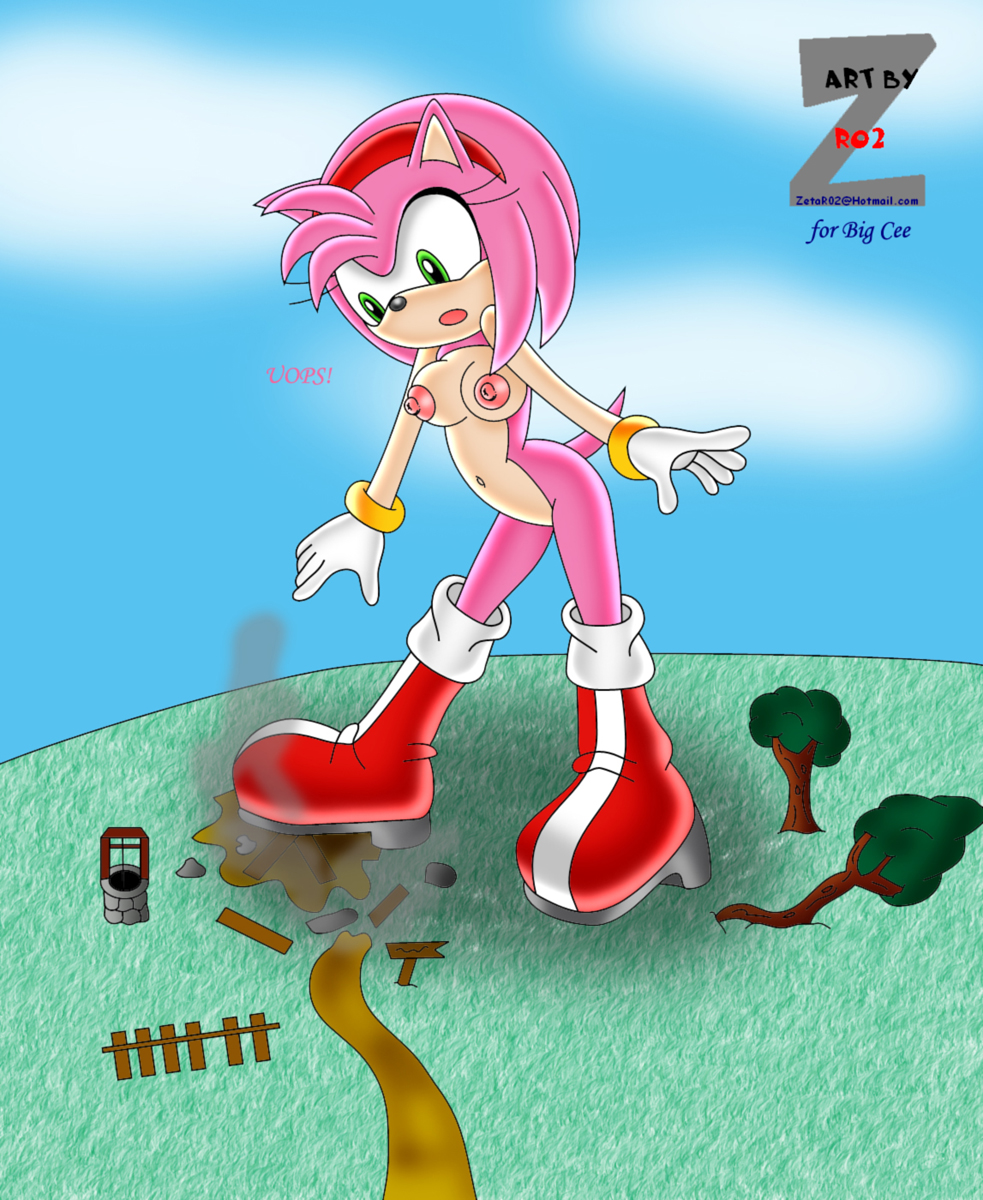 amy_rose anthro exposed_torso female female_only footwear fur giantess handwear handwear_and_footwear_only hedgehog pink_hair sega solo sonic_(series) straight_hair what zetar02