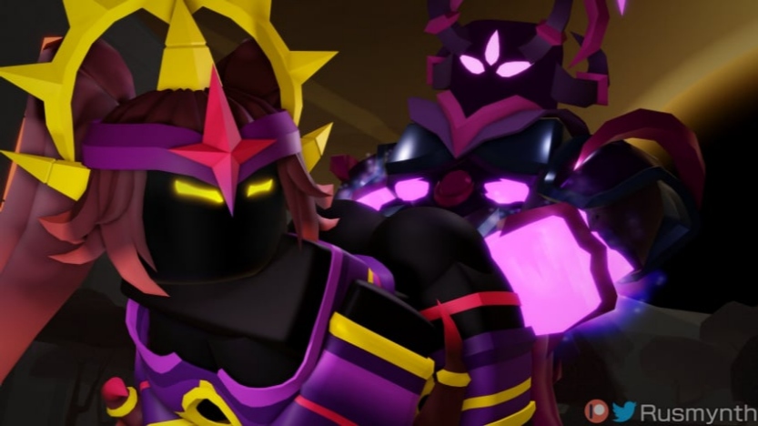 1boy, 1girls, 3d, female, gloves, hat, male, mask, penumbras, roblox, roblox game, robloxian, rusmynth, solo, source request, star, tagme, the umbra, tower defense simulator, upper body