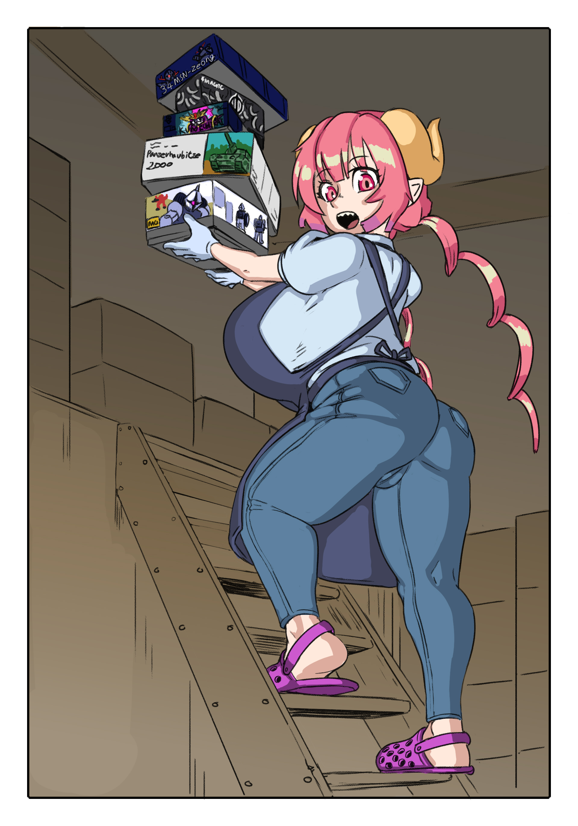 aida taketo, anythinggoes, ass, big ass, big breasts, big penis, breasts, comic, dragon girl, dragon maid, female, horns, ilulu, ilulu (dragon maid), ilulu (maidragon), kobayashi-san chi no maidragon, male, midget, penis, shortstack, tagme, taketo (dragon maid)