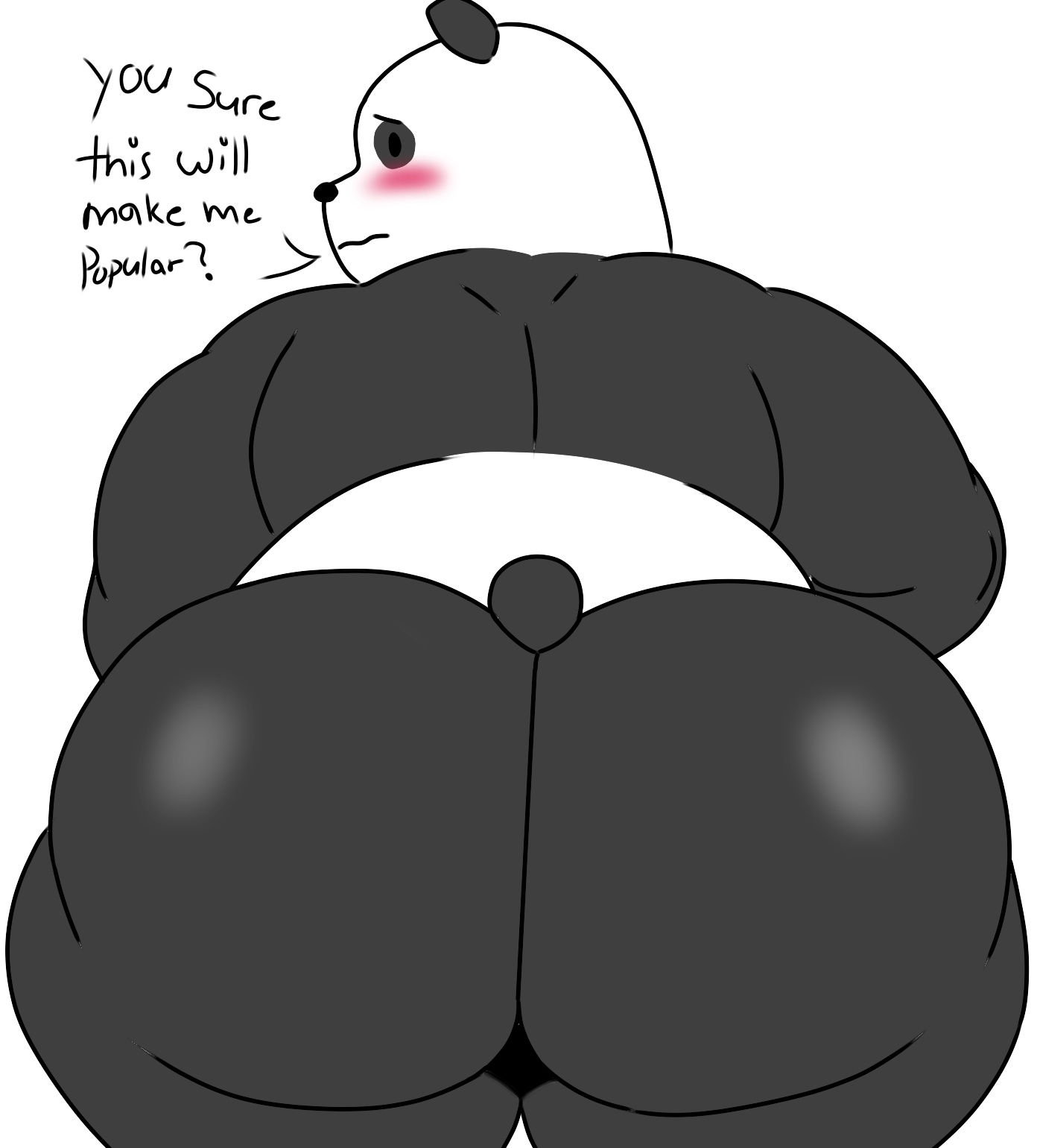 ass, back view, bear, big ass, big butt, blush, cartoon network, embarrassed, embarrassed nude male, fat, fat ass, fat butt, fat male, furry, male, panda, panda (wbb), panda (we bare bears), solo, solo focus, solo male, we bare bears, yifforroarts