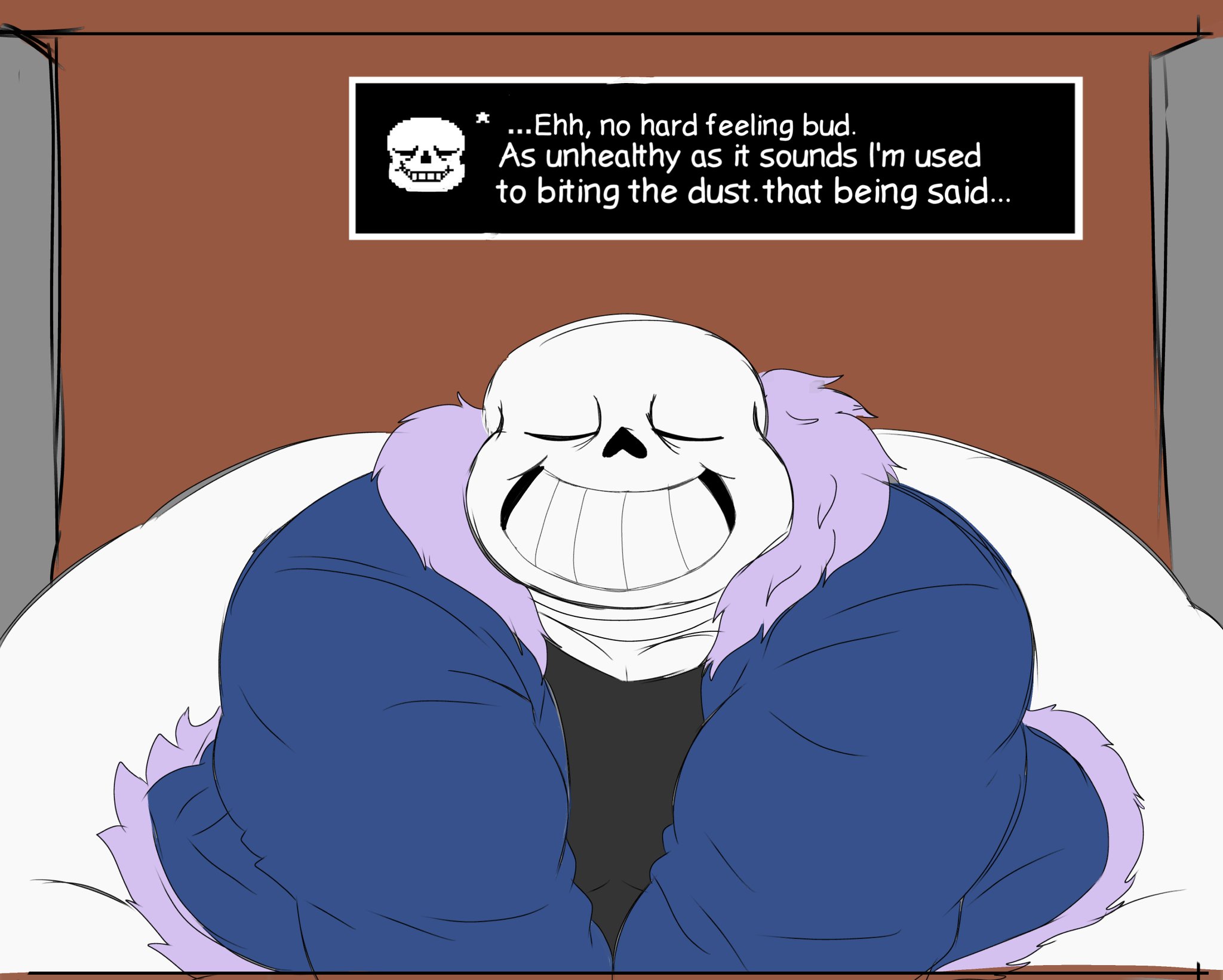 ass, big ass, big butt, enormous ass, enormous butt, fat, fat ass, fat butt, fat male, front view, gay, huge ass, huge butt, male, sans, sans (undertale), skeleton, undertale, undertale (series), yifforroarts