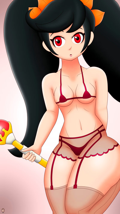 ashley_(warioware) bad_censor bikini_censor covered_nipples covering covering_crotch female lingerie mario_(series) rbghost solo warioware