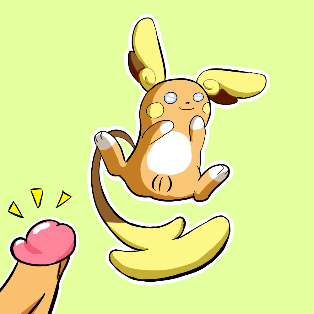 1boy 1girls alolan_form alolan_raichu blue_eyes darkpatito erection feet female human interspecies male nintendo nude paws penis pokemon pokemon_(species) pokemon_sm pussy raichu rodent smile tail