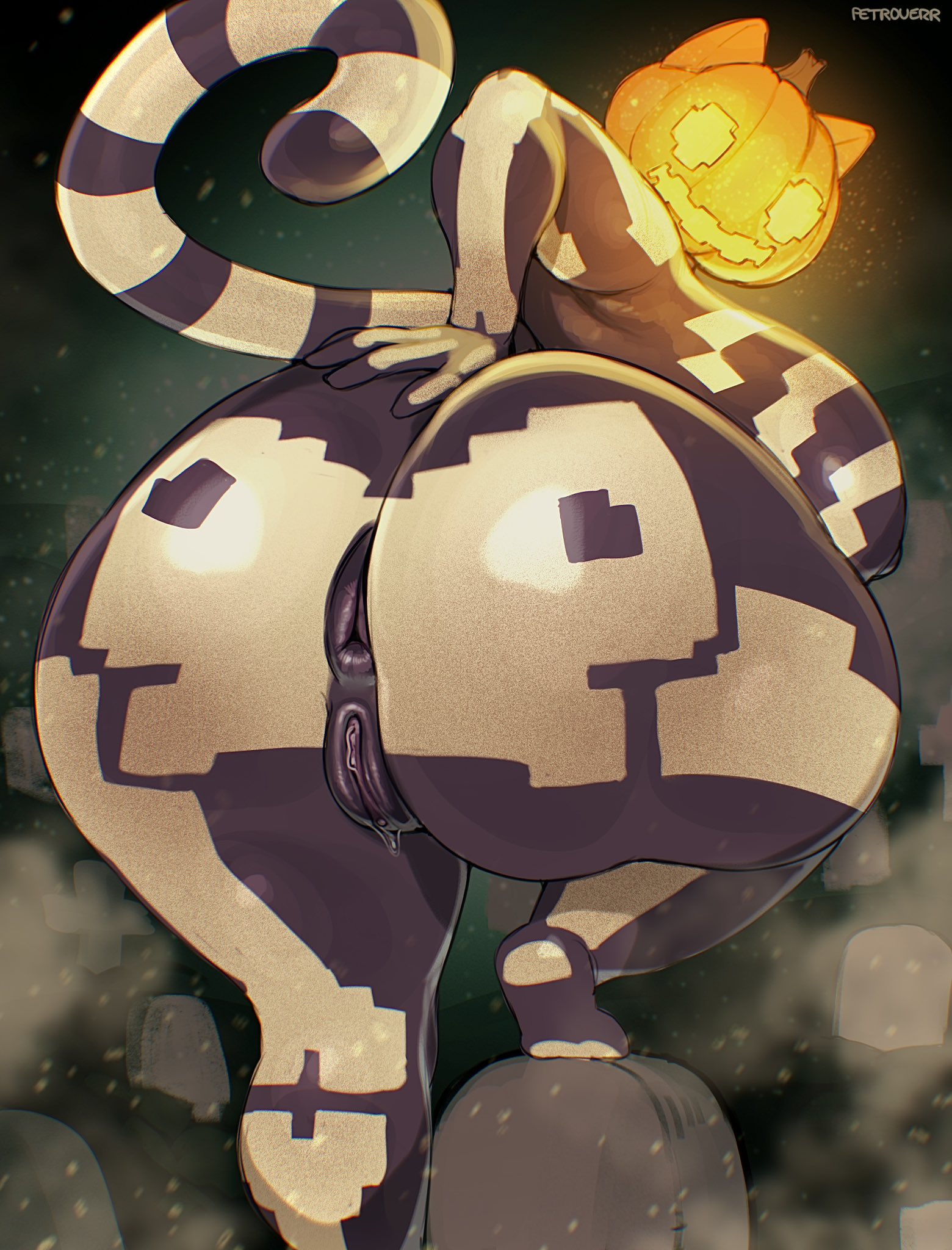 1girls, anthro, anus, artist name, ass, ass focus, big ass, big breasts, big butt, big thighs, breasts, cat ears, cat girl, cat tail, catgirl, domestic cat, epic games, felid, feline, felis, female, female focus, female only, for a head, fortnite, fortnitemares, gatabaza, genitals, gigantic ass, gigantic breasts, gigantic thighs, glowing, glowing eyes, halloween, hi res, huge ass, huge breasts, huge butt, huge thighs, hyper, hyper ass, hyper breasts, hyper thighs, looking at viewer, looking back, looking back at viewer, mammal, object head, petroverr, plump labia, presenting, presenting hindquarters, pumpkin, pumpkin head, pussy, skeleton costume, solo, spice (fortnite), tail, text, thick thighs, thighs, voluptuous, voluptuous female, vulva
