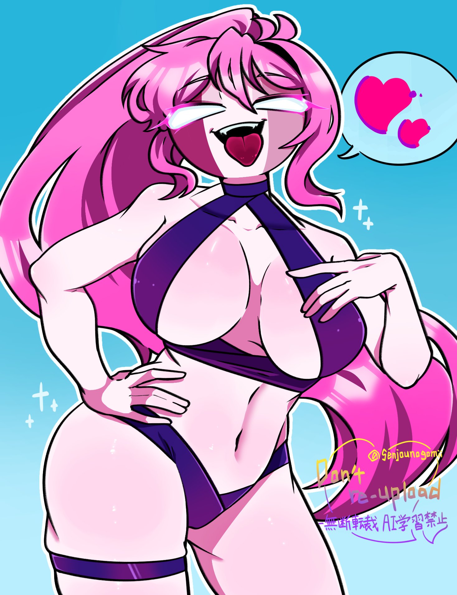 1girls, big breasts, breasts, eyebrows, female, female only, friday night funkin, friday night funkin mod, hair, heart, long hair, mid-fight masses, multicolored body, navel, no pupils, open mouth, pink hair, sarvente, sarvente (dokki.doodlez), sarvente (fnf mod), sarvente (friday night funkin), senjounogomii, solo, standing, tagme, teeth, thick thighs, thighs, tongue, tongue out