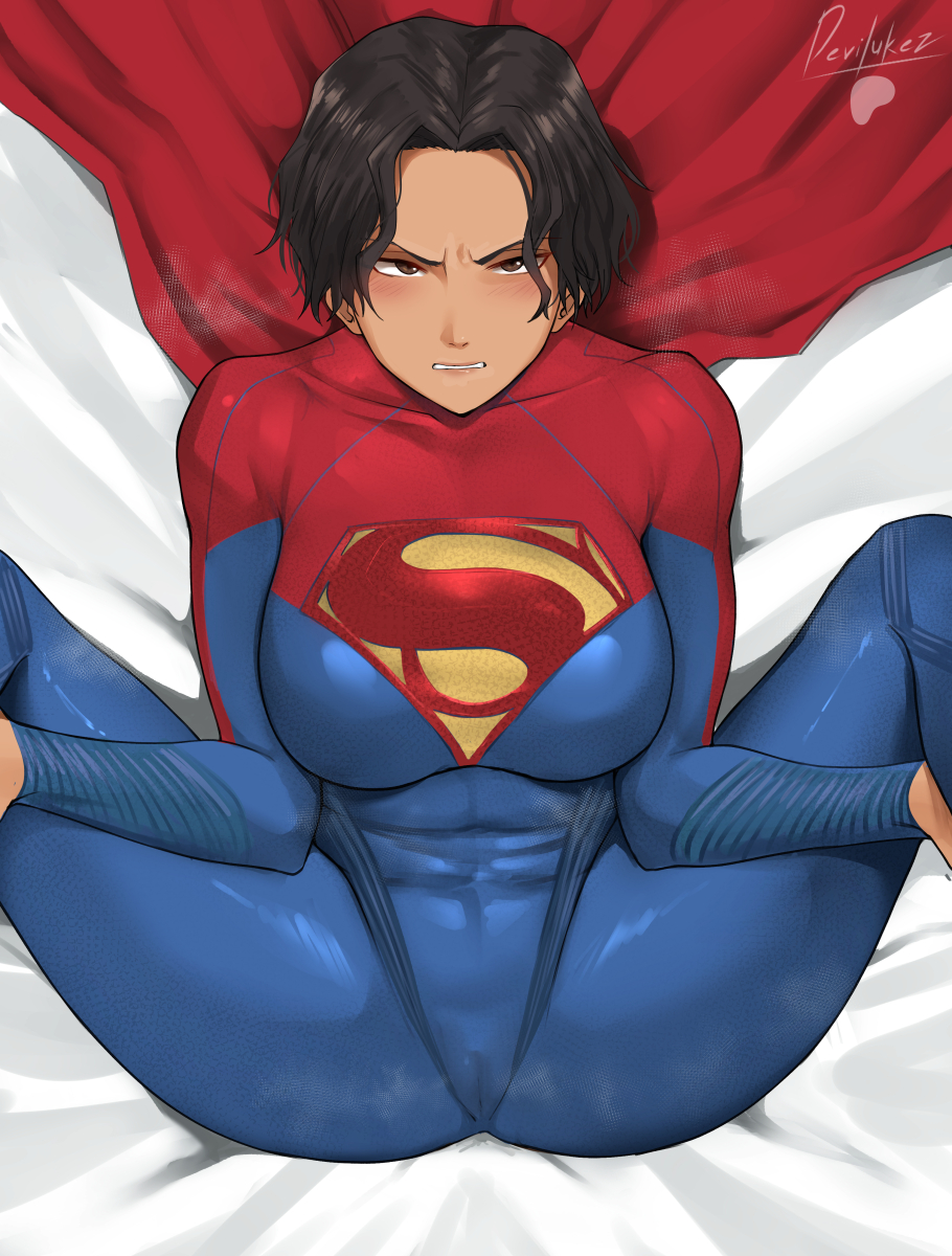 1girls, alternate version available, angry, big breasts, black hair, breasts, brown eyes, cameltoe, dark skin, dark-skinned female, dc, dc comics, dc extended universe, devilukez, female, female kryptonian, female only, kara zor-el, kryptonian, pussy, short hair, solo, supergirl, supergirl (sasha calle), superman (series), the flash (2023), the flash (series)