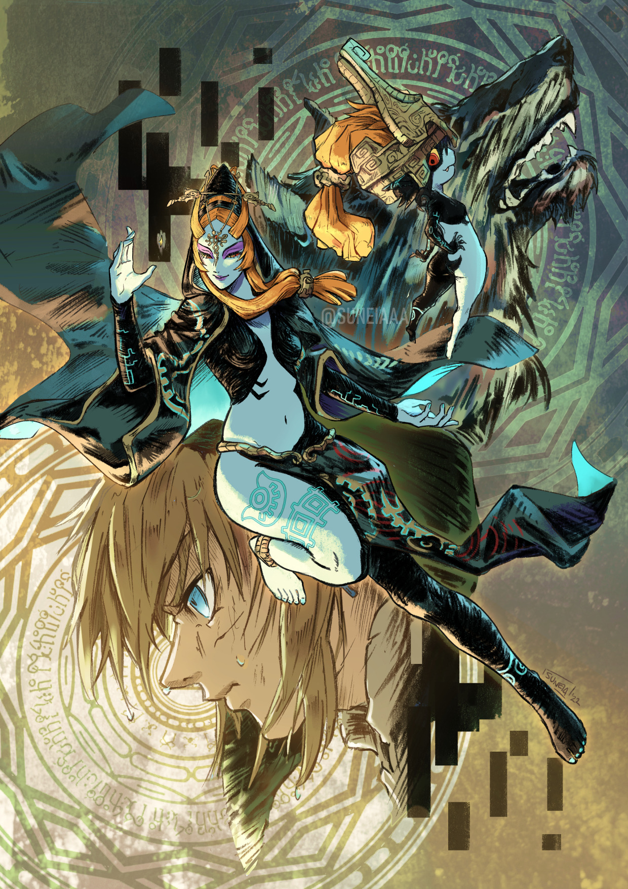 1girls, female, imp midna, link, link (twilight princess), midna, nintendo, pale skin, red eyes, red hair, the legend of zelda, twili midna, twilight princess