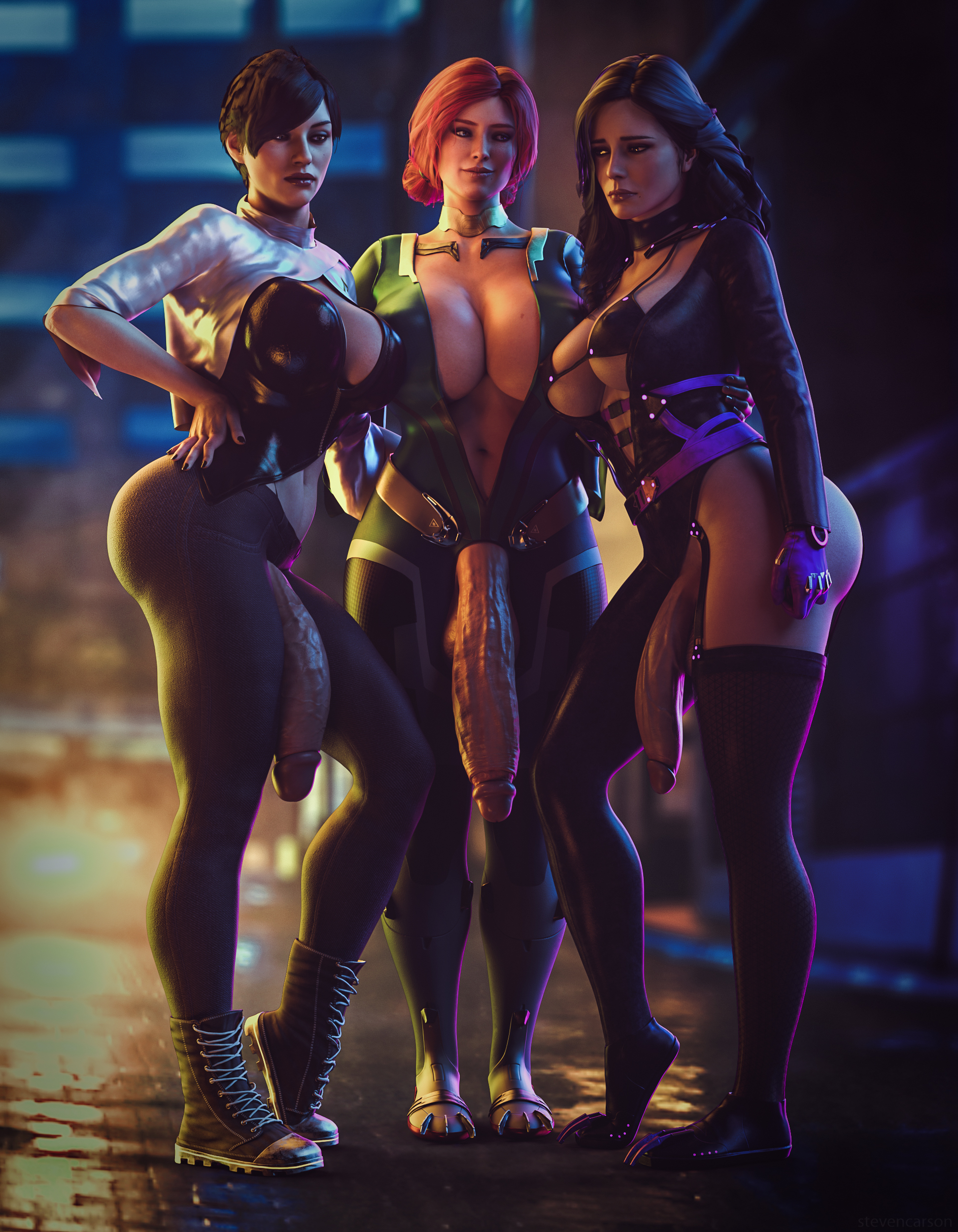 3d, 3futas, ass, balls, breasts, casual, casual erection, casual exposure, casual nudity, cd projekt red, cleavage, crotchless, curvy, erect nipples, erection, flaccid, footwear, fringilla vigo, futa, futa only, futa with futa, futanari, huge balls, huge breasts, huge cock, huge penis, human, hyper, hyper penis, intersex, large ass, large balls, large breasts, legwear, nipple bulge, nipples, pale skin, penis, penis out, public, realistic, spread legs, standing, stevencarson, the witcher, the witcher (series), the witcher 2, the witcher 3: wild hunt, triss merigold, wide hips, yennefer