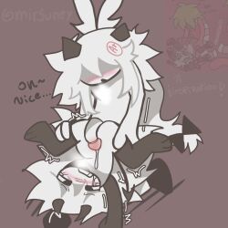 2boys, aged up, bully, cum, cum on face, demon, duo, edward (fundamental paper education), friends, fundamental paper education, gasp, horns, male, moans, non-human, oliver (fundamental paper education), penetration, penetration gesture, sex, tail, tired, toony