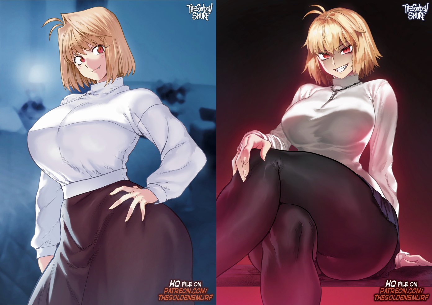 2d, 2d (artwork), 2d artwork, arcueid brunestud, blonde female, blonde hair, blonde-haired female, looking at viewer, pantyhose, red eyes, sitting, smile, smiling, smiling at viewer, solo, thegoldensmurf, thick, thick ass, thick butt, thick hips, thick legs, thick thighs, tsukihime, type-moon, wide ass, wide hips, wide thighs