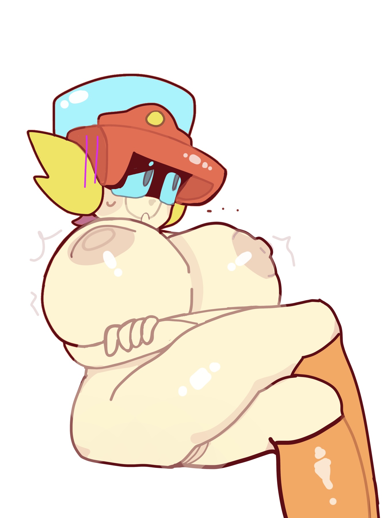 1girls, 2025, big breasts, brawl stars, breasts, female, highres, larry (brawl stars), nipples, puffy nipples, robot, robot girl