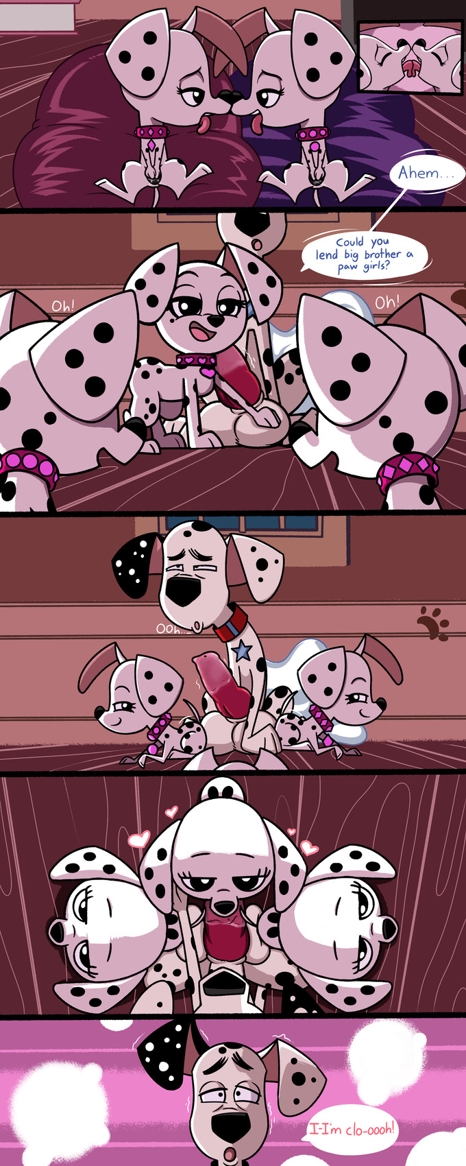 101 dalmatian street, 101 dalmatians, 2019, absurd res, age difference, anatomically correct, animal genitals, animal penis, animal pussy, balls, big balls, big penis, bisexual, black body, black fur, black spots, bodily fluids, brother, brother and sisters, canid, canine, canine genitals, canine penis, canine pussy, canis, cock, cock sucking, collar, comic, comic page, cub, cum, dallas (101 dalmatians), dalmatian, deja vu (101 dalmatians), destiny (101 dalmatians), dialogue, dick, digital media (artwork), disney, dog collar, domestic canine, domestic dog, dylan (101 dalmatians), english dialogue, english text, excessive cum, excessive genital fluids, eyelashes, fellatio, female, female canine, female cub, female dog, female feral, female/female, feral, feral female, feral focus, feral male, feral on feral, feral only, fingering, fingering self, french kissing, fur, genital fluids, genitals, group, group sex, hi res, high resolution, highres, huge balls, huge cock, hypergal, incest, kissing, knotted penis, large balls, large penis, larger feral, larger male, looking at another, male, male canine, male dog, male feral, male/female, mammal, masturbation, motion lines, nose to nose, older feral, older male, open mouth, open smile, oral, oral sex, penile, penis, penis sucking, puppy, pussy, red penis, sex, sisters, size difference, small but hung, smaller female, smaller feral, smile, smiling, speech bubble, spots, spotted body, spotted fur, sucking, sucking penis, tail, tail motion, tail wag, tail wagging, tailwag, text, tight fit, tongue, tongue out, triple d (101 dalmatians), vagina, vaginal masturbation, vaginal penetration, vulva, wagging tail, white body, white fur, white spots, younger female, younger feral