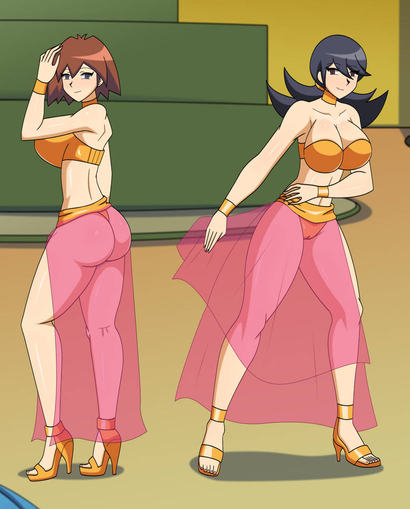 ass ass belly_dancer belly_dancer_outfit dlobo777 harem_girl harem_outfit hypnosis hypnosis hypnotic_eyes jasmine_(yu-gi-oh!) loincloth mindy_(yu-gi-oh!) momoe_hamaguchi yu-gi-oh! yu-gi-oh!_gx