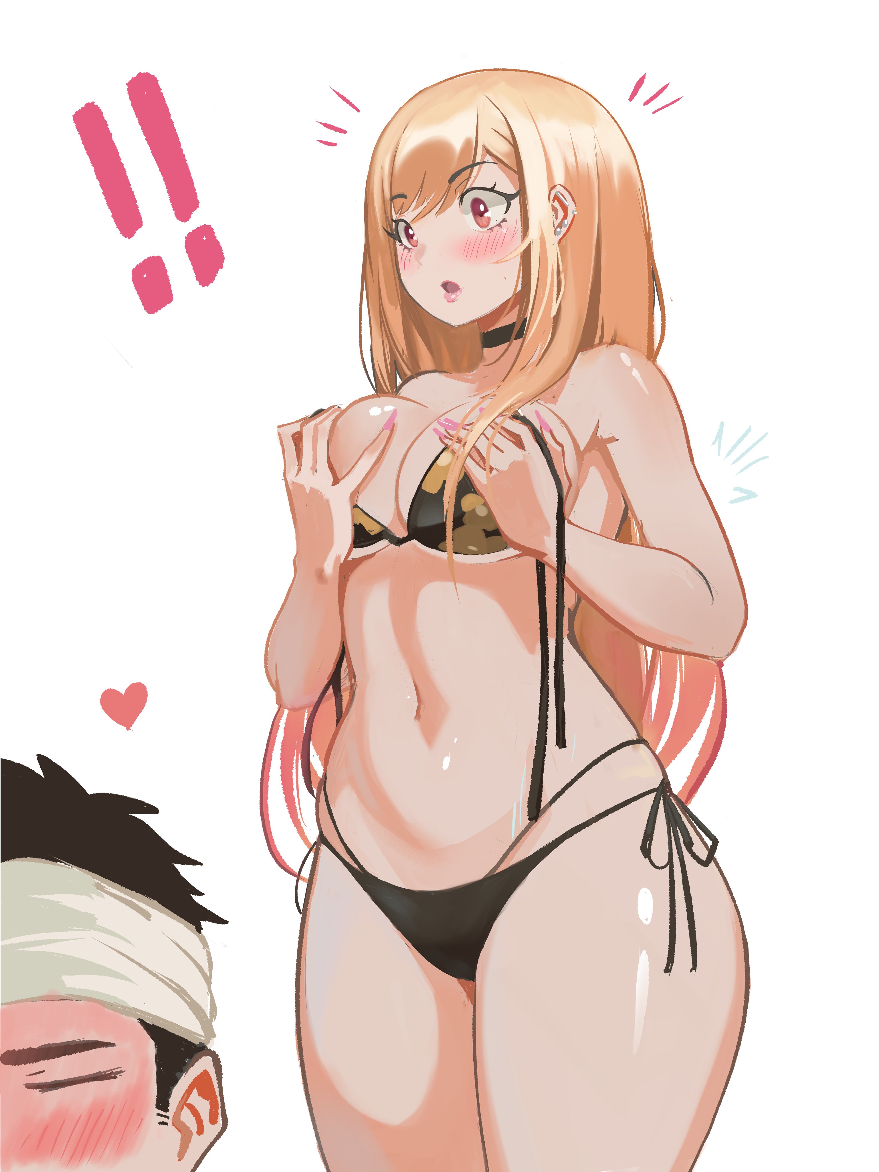ass, big ass, big breasts, big butt, big thighs, big titties, bikini, breasts, canon couple, clothes falling off, curvaceous, curvaceous female, curvaceous figure, curvy, curvy figure, curvy hips, female, female focus, female only, gojou wakana, gyaru, kitagawa marin, long hair, looking at viewer, puraraw, sono bisque doll wa koi wo suru, yellow hair
