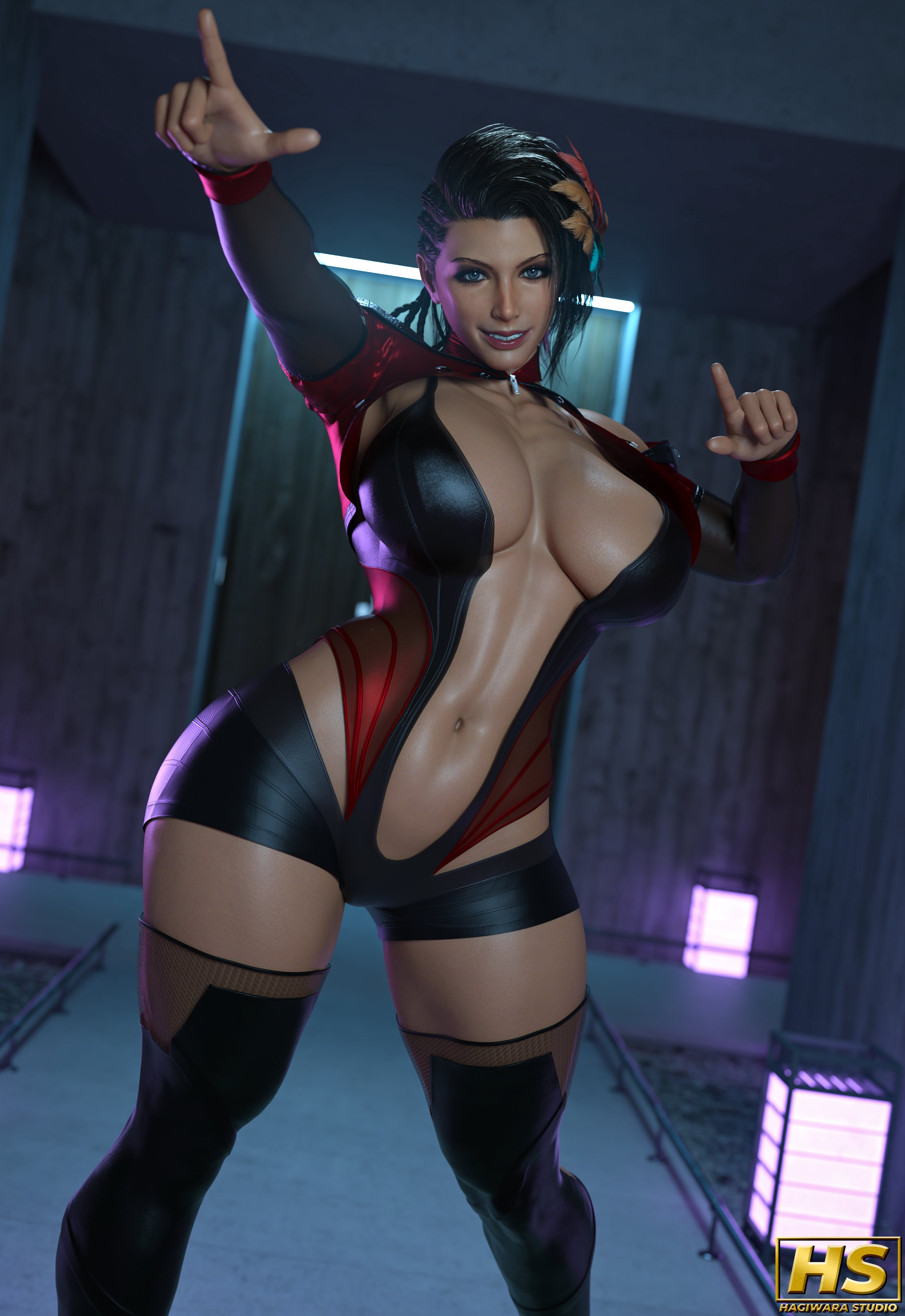 1girls, 3d, ass, azucena milagros ortiz castillo, big ass, big breasts, breasts, dark skin, dark-skinned female, female, female only, hagiwara studio, latina, namco, peruvian female, tekken, tekken 8, thick thighs, wet, wide hips