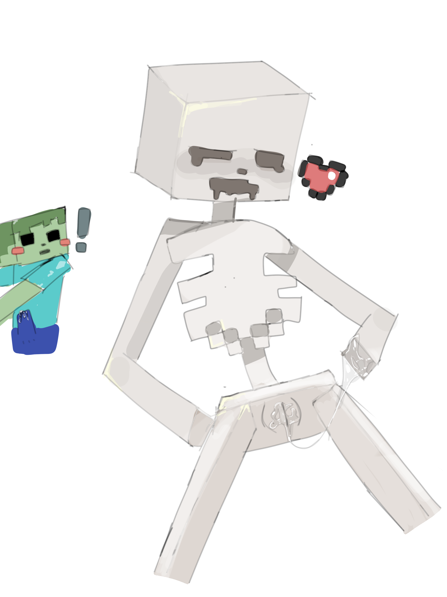 1cuntboy, aroused, aroused by another, aroused face, aroused male, breasts, cuntboy, green corpse, intersex, male, minecraft, minecraft mob, no breasts, non-human, pussy, pussy juice, pussy lips, skeleton, skeleton (minecraft), zombie, zombie (minecraft)