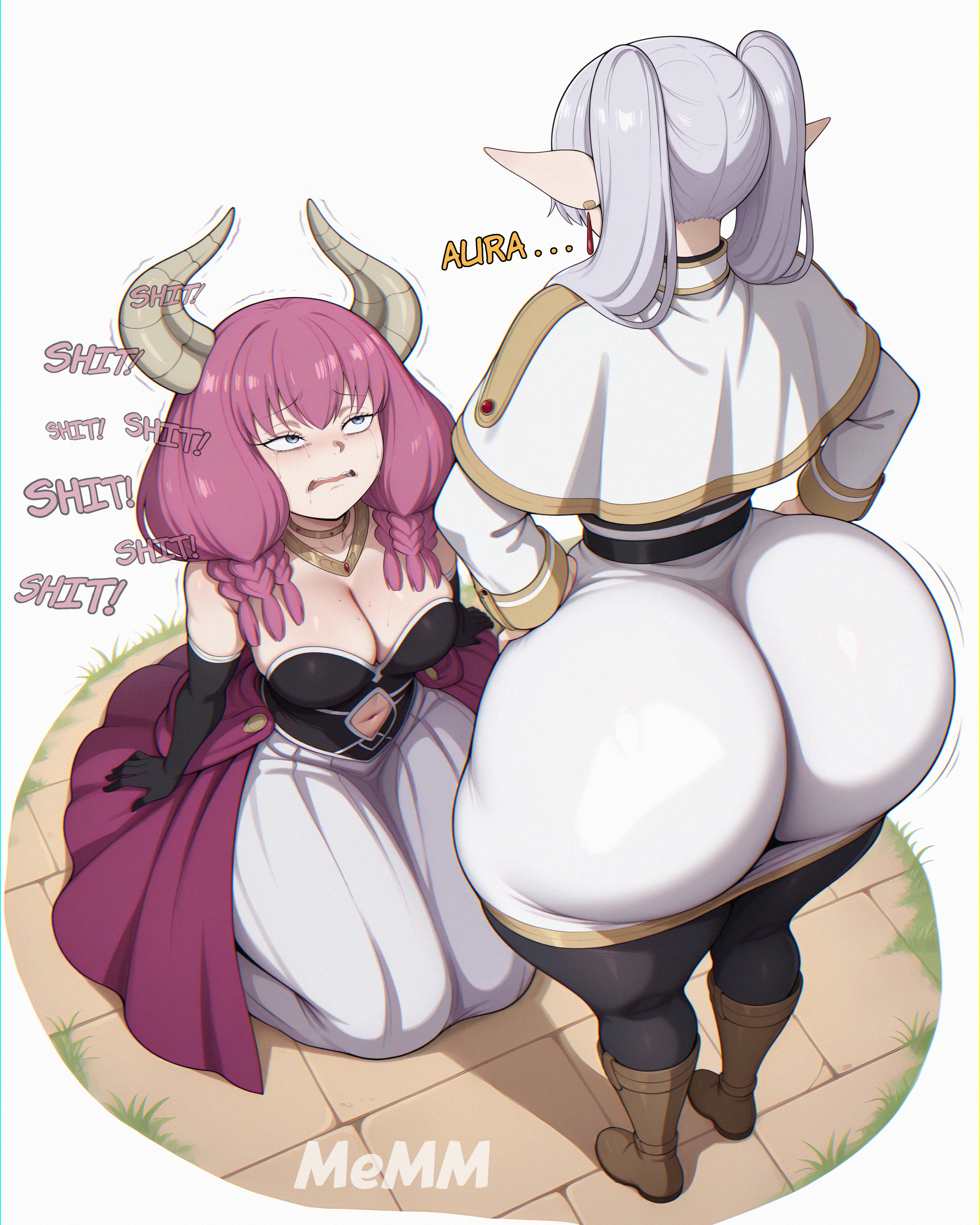 2girls, ai generated, ass, aura (sousou no frieren), el memc, female, female only, frieren, huge ass, memch0, multiple females, multiple girls, sousou no frieren