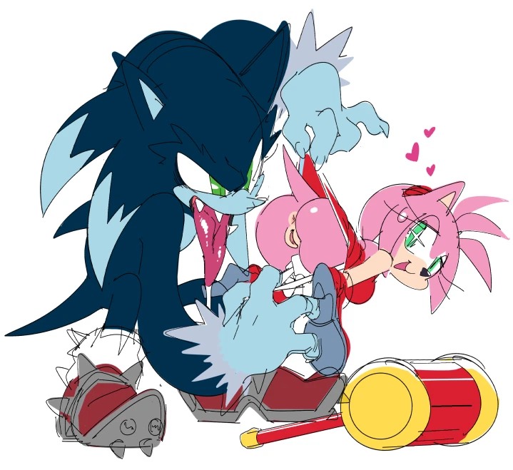 amy rose, anthro, anus, ass, bent over, clothing, dress, hammer, panties, panty pull, sega, skirt, skirt lift, sonic (series), sonic the hedgehog, sonic the hedgehog (series), sonic the werehog, watatanza