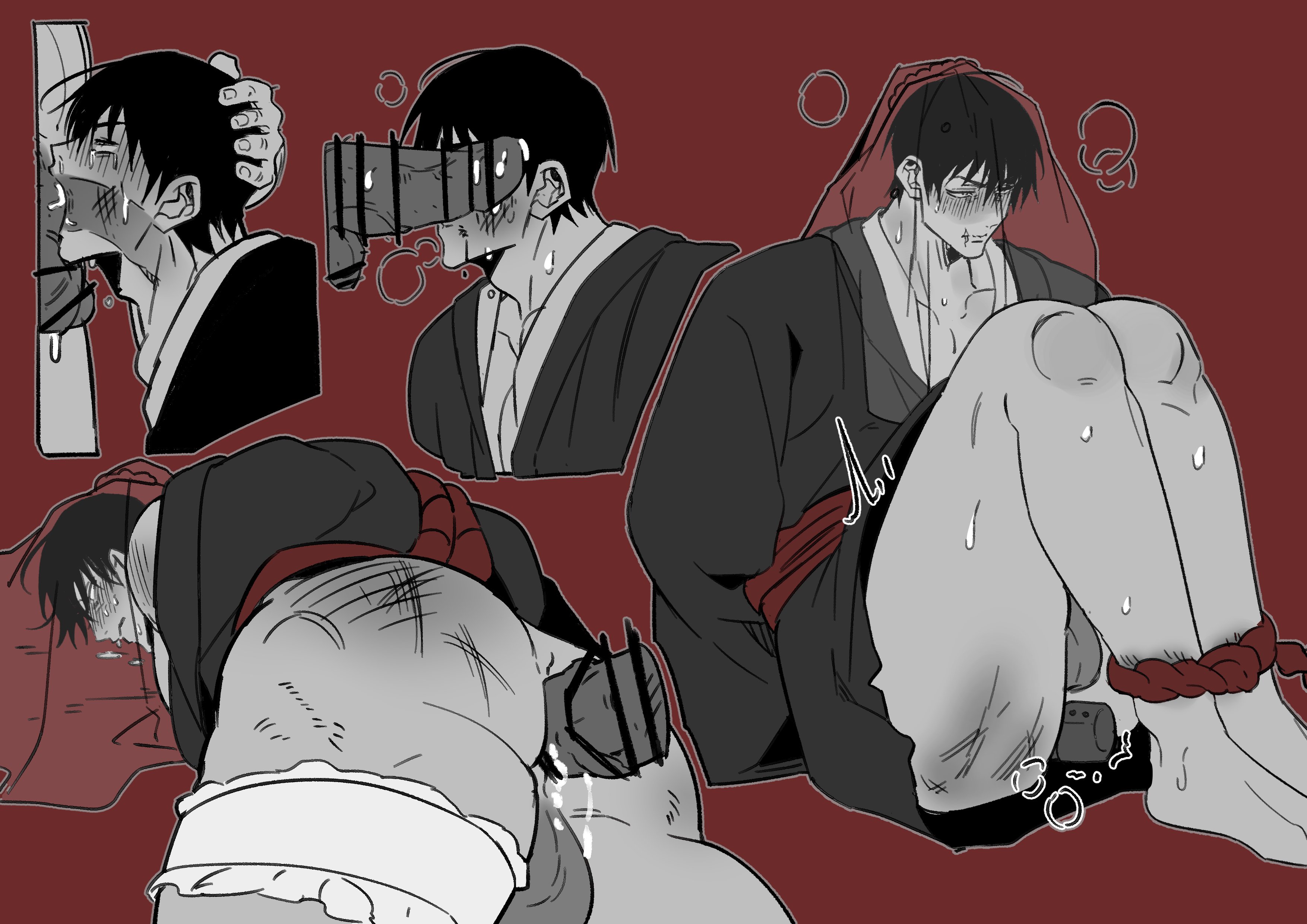 blowjob, doki (doki 66 44), gay, gay anal, gay blowjob, gay sex, jujutsu kaisen, male, male only, male/male, toji fushiguro, yaoi