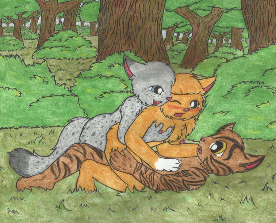 2016 4_toes anal anal_sex anthro ashfur_(warriors) black_fur blackcatz blue_eyes blush bramblestar_(warriors) breasts brown_fur detailed_background feline female feral feral_on_feral fluffy fluffy_tail forest freckles fur furry grass green_eyes grey_fur group group_sex leaves love male mammal moan multicolored_fur nipples nude one_eye_closed open_mouth orange_fur outside paws penetration pink_nipples pink_nose red_fur romantic_couple sex sky smile squeezing squirrelflight_(warriors) stripes surprised tabby threesome toes tongue tree vaginal_penetration warriors_(cats) yellow_eyes