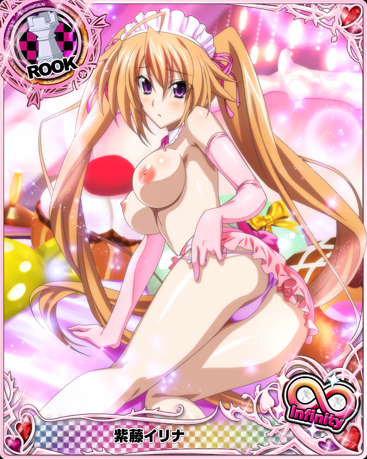 card (medium), high school dxd, photoshop, pointy chin, shidou irina, topless