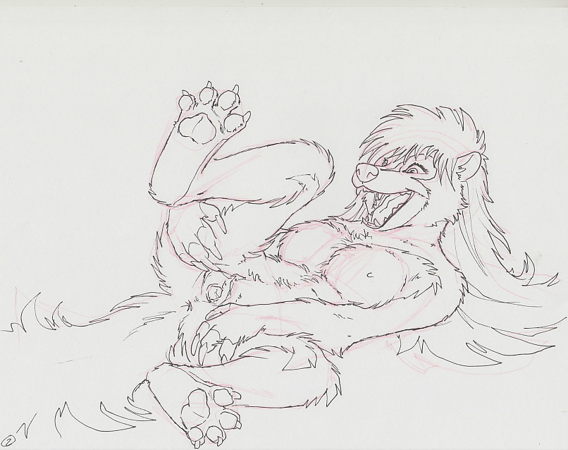 anthro anus breasts chest_tuft claws female fur gaping hair james_m_hardiman long_hair mammal natasha_(jmh) nipples nude open_mouth pawpads paws pussy sketch skunk solo spread_pussy spreading teeth tuft urethra