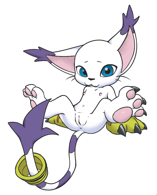 anthro anus blue_eyes claws colored digimon ear_tuft feline female gatomon legs_up line_art looking_at_viewer mammal monochrome navel nipples pawpads presenting pussy simple_background sitting solo spread_legs spreading tail_ring tuft vulapa whiskers