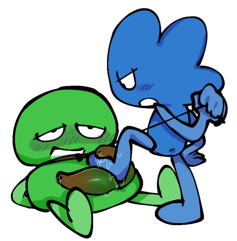 2 penises, algebralien, artist request, battle for dream island, bfb, blue body, blush, blush lines, blushing, cetacean genitalia, collar, diphallia, diphallism, foot on penis, four (bfb), green body, leash, leash and collar, leash pull, multi penis, number, object shows, penis, pleasure face, precum, stepped on, stepping on penis, tagme, tentacle penis, the power of two, tpot, two (tpot)