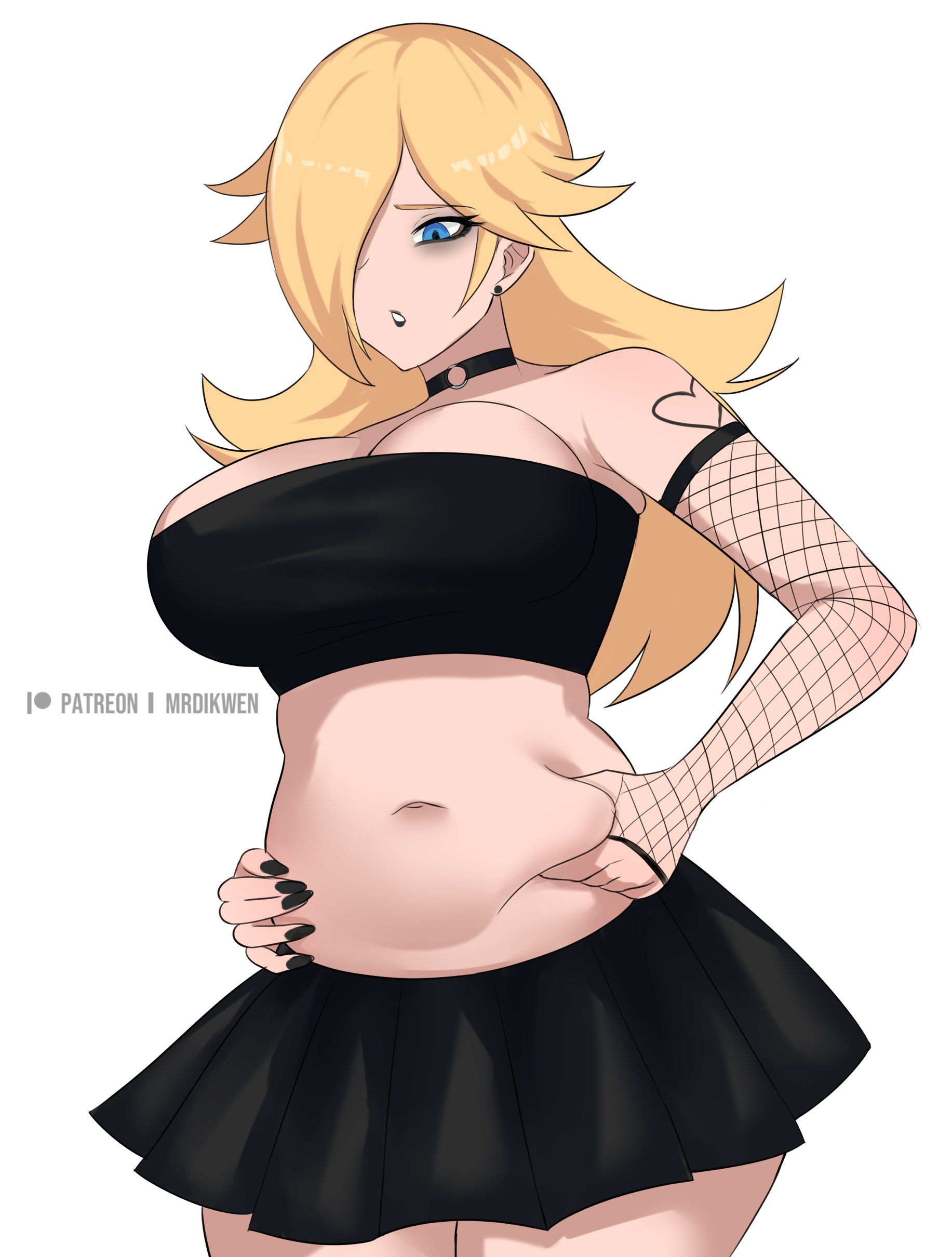 1girls, 2026, artist name, ass, big ass, big breasts, black fingernails, blonde female, blonde hair, blonde hair female, blonde-haired female, breasts, choker, clothed, clothed female, clothing, ear piercing, ear ring, earring, earrings, english, english text, female, female focus, female only, fingernails, fishnet, fishnet armwear, fishnets, fully clothed, fully clothed female, goth, goth girl, goth makeup, gothic, gothic girl, gothified, hair over one eye, heart, heart symbol, heart tattoo, light skin, light-skinned female, mario (series), mascara, mrdikwen, nails, nails painted, nintendo, painted fingernails, painted nails, patreon, patreon logo, patreon username, pierced ears, piercing, piercings, princess rosalina, skirt, solo, solo female, solo focus, super mario bros., super mario galaxy, tattoo, tattoo on arm, text, thick thighs, thighs, tube top, tubetop
