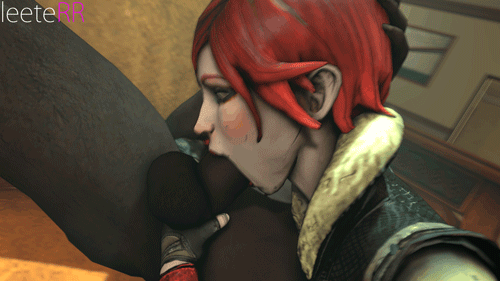1boy, 1girls, 3d, animated, borderlands, borderlands 2, dark skin, dark-skinned male, deepthroat, fellatio, female, gearbox software, gif, hand on head, interracial, leeterr, lilith (borderlands), male, red hair, redhead, siren (borderlands), source filmmaker