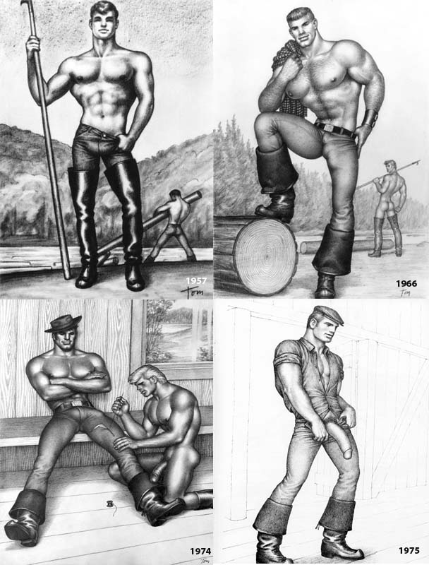 7boys artist_signature boots bulge cap circumcised cmnm crossed_arms erect_nipples flaccid hat lappish_boots legs_apart male male_only naked_boots nude_male open_shirt pants_open penis penis_shaped_bulge penis_size_difference presenting_penis ripped_pants sewing sitting_on_bench spool straight_hair thread tom_of_finland topless vpl