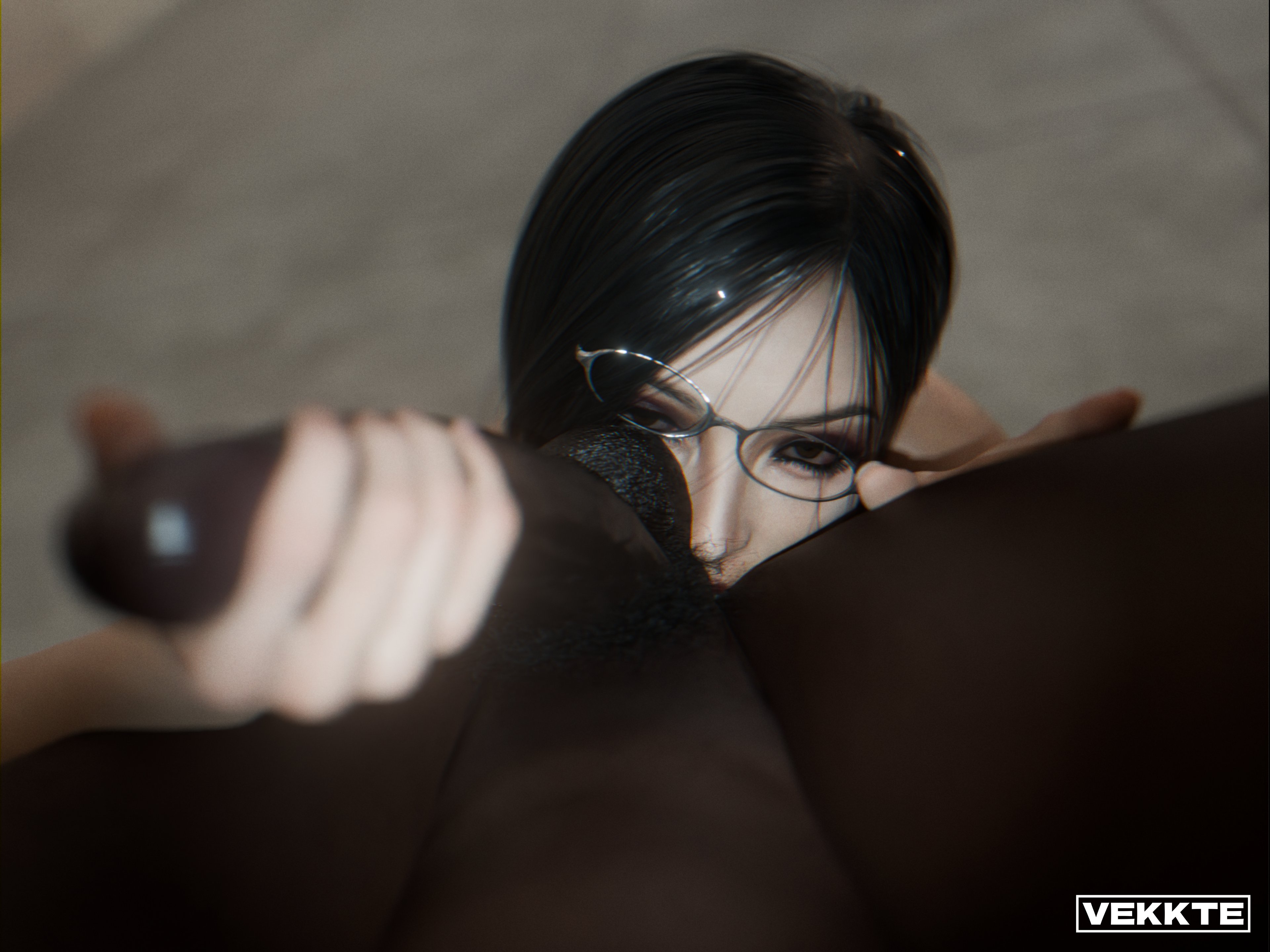 3d, ada wong, anal, anilingus, anus worship, asian female, big penis, dark-skinned male, glasses, handjob, hoop earrings, huge cock, huge penis, interracial, male pov, mature female, resident evil, short hair, submissive female, sucking balls, vekkte