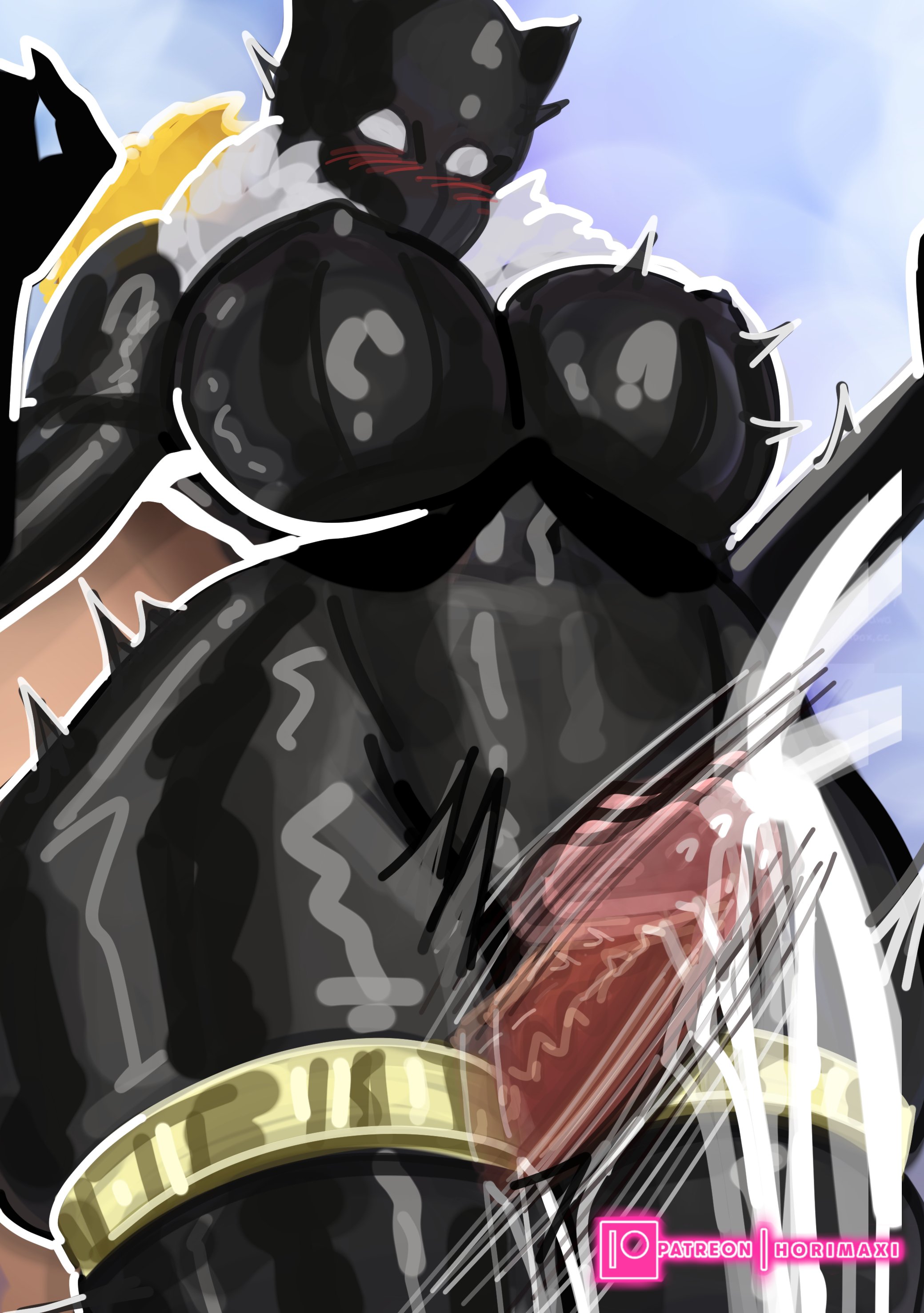 1boy, 1girls, 2026, 2d, alternate version available, big breasts, big penis, black panther (marvel), black panther (series), black panther (shuri), blush, blushing, blushing female, blushing through mask, bodysuit, breasts, catsuit, circumcised, clothed, clothed female, clothed female nude male, cum, cum shot, cumming, ejaculating cum, ejaculation, ejaculation between thighs, excessive cum, female, female focus, hi res, horimaxi, human, human female, human only, intercrural, latex bodysuit, male, male/female, marvel, marvel comics, mask, masked, masked female, motion blur, motion lines, nipple bulge, nipples visible through clothing, partial male, penis, penis between thighs, shuri (marvel), straight, superhero costume, superheroine, thick thighs, thighjob, thighlet, thrusting