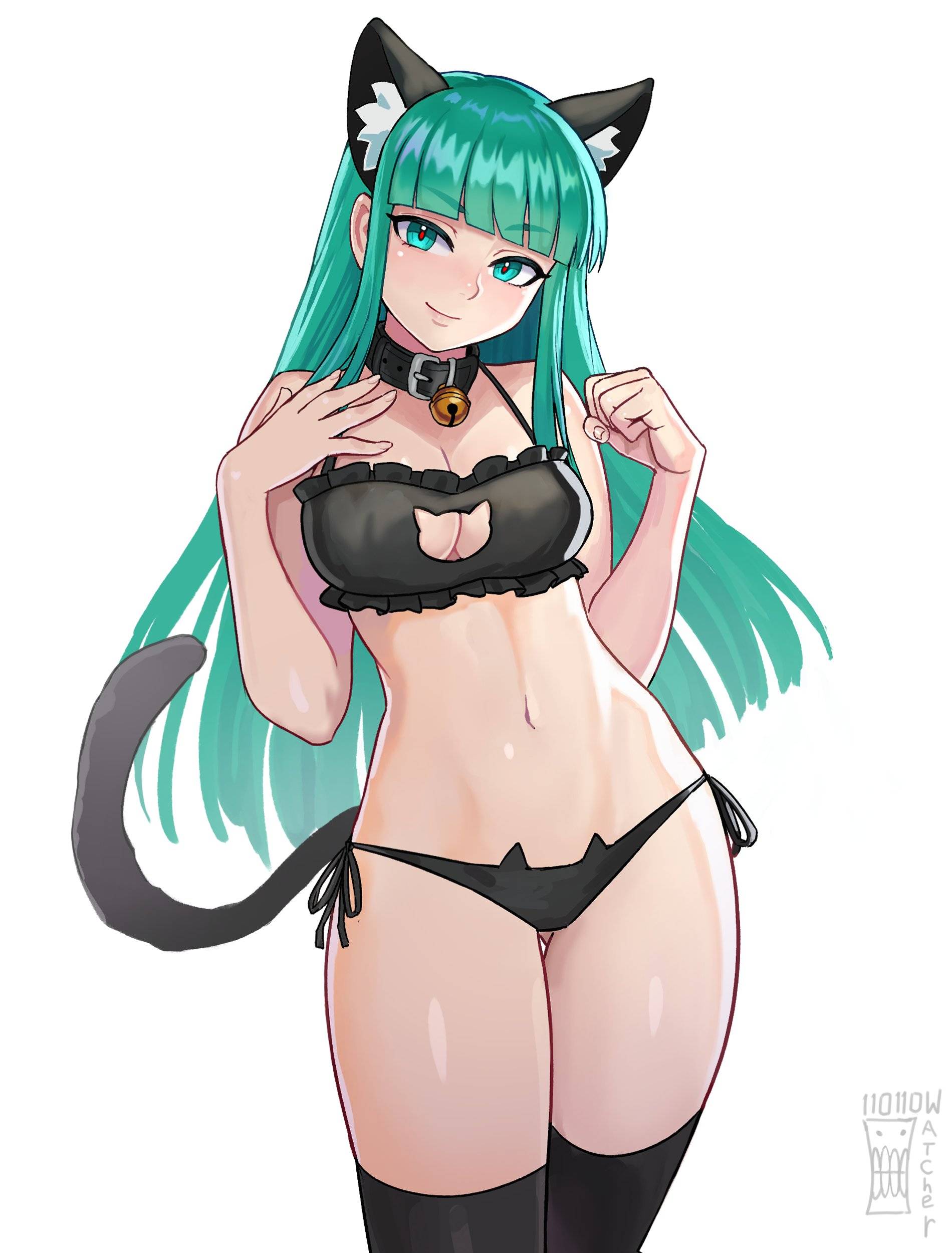 1girls, 2d, 2d (artwork), 2d artwork, adult, adult female, almost naked, almost nude, animal ear fluff, animal ears, animal tail, ass visible from the front, ass visible through thighs, background, bare arms, bare belly, bare chest, bare hands, bare hips, bare midriff, bare navel, bare shoulders, bare skin, bare thighs, belly, belly button, big boobs, big breasts, black bra, black choker, black collar, black legwear, black lingerie, black panties, black stockings, black thigh highs, black thighhighs, black thong, black underwear, blank background, blue eyebrows, blue eyes, blue hair, blue-eyed female, blue-haired female, blunt bangs, bra, breasts, busty, busty female, busty girl, cat bra, cat ears, cat girl, cat lingerie, cat panties, cat tail, cat underwear, catgirl, choker, cleavage, closed mouth smile, collar, collarbone, curvaceous, curvaceous body, curvaceous female, curvaceous figure, curvaceous hips, curvy, curvy body, curvy female, curvy figure, curvy hips, darkstalkers, digital, digital art, digital drawing, digital drawing (artwork), digital media, digital media (artwork), drawing, elbows, exposed, exposed arms, exposed belly, exposed chest, exposed hips, exposed midriff, exposed navel, exposed shoulders, exposed skin, exposed thighs, eye-level view, female, female focus, female only, fingernails, fingers, fit female, frilled bra, frilled underwear, from front, front view, glistening arms, glistening belly, glistening boobs, glistening breasts, glistening hair, glistening legs, glistening skin, glistening thighs, glossy breasts, glossy hair, groin, hand on chest, hand on own chest, head tilt, hip dips, hourglass figure, knees out of frame, large boobs, large breasts, lean figure, legs closed, legs together, legwear, linea alba, lingerie, lingerie bra, lingerie only, lingerie panties, long hair, looking at viewer, mature, mature female, mature woman, midriff, monotone background, morrigan aensland, mostly nude, naked, naked female, naked woman, narrow waist, navel, nearly nude, nude, nude female, nudity, one color background, panties, plain background, portrait, posing, posing for the viewer, posing naked, posing nude, practically nude, shiny arms, shiny belly, shiny breasts, shiny hair, shiny legs, shiny skin, shiny thighs, shoulders, sidelocks, slender body, slender waist, slim female, slim waist, smile, smiley face, smiling, smiling at viewer, solid color background, solo, standing, stockings, stomach, thick thighs, thigh gap, thigh highs, thighhighs, thighs, thighs together, thong, tilted head, top view, touching chest, turquoise eyebrows, turquoise hair, turquoise-haired female, underwear, upper body, watcher hollow, white background, wide hips, woman