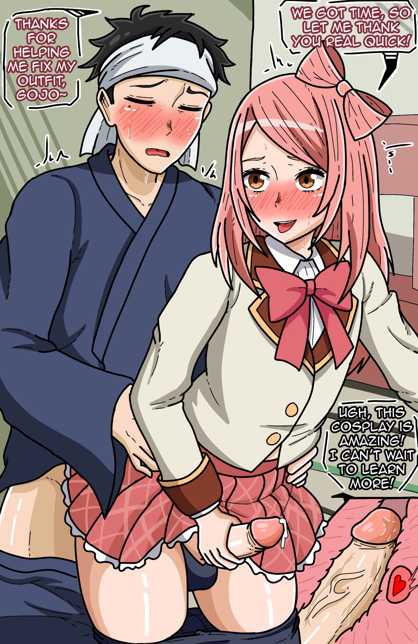 anal penetration, anal sex, apoelayoshi7, cosplay, english text, gay, gay anal, gay male, gay sex, gojou wakana, himeno amane, long hair, pink hair, sex, sono bisque doll wa koi wo suru, yaoi
