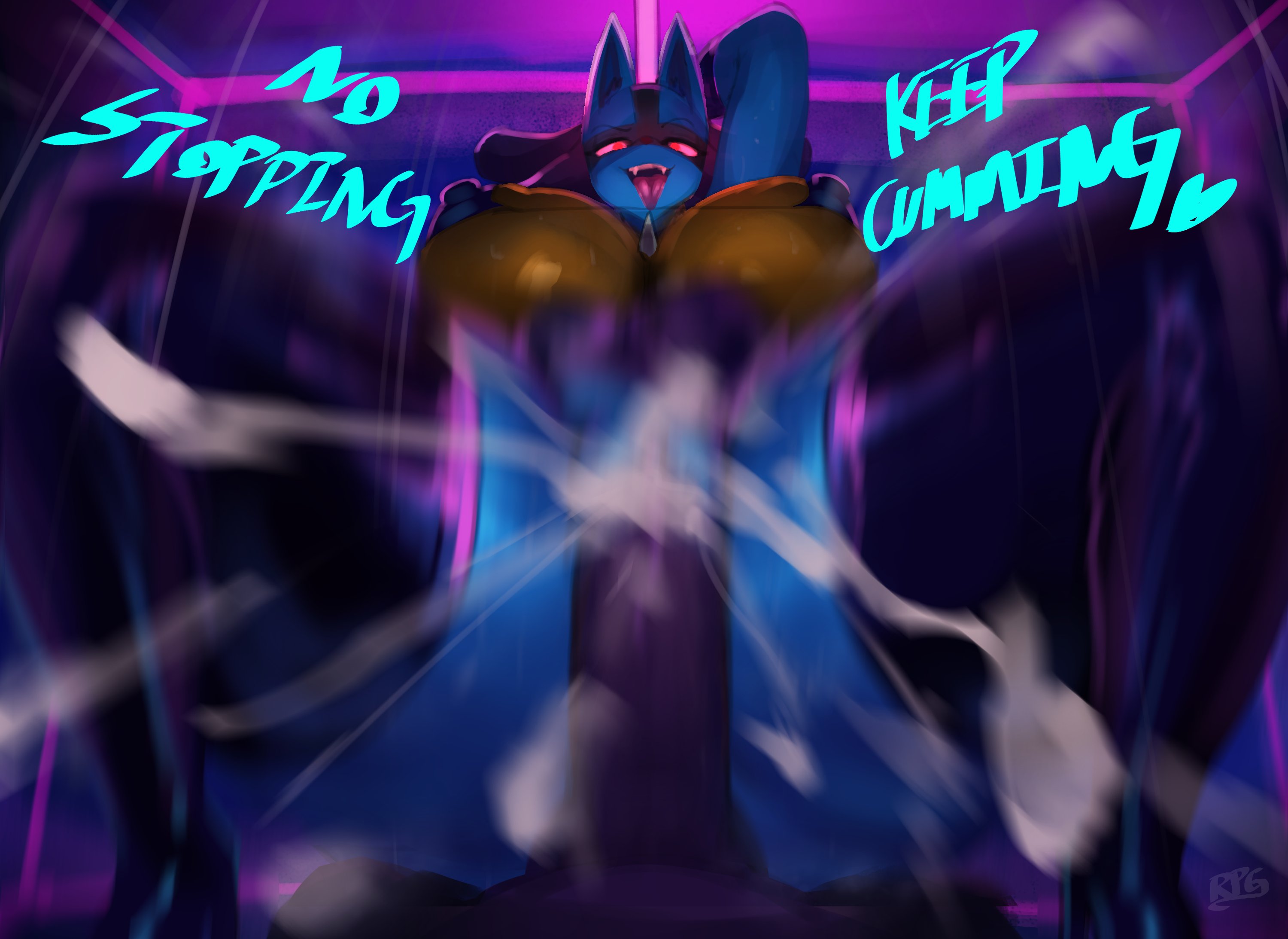 2026, anthro, anthro penetrated, barely visible genitalia, barely visible vulva, black body, black fur, blue body, blue fur, bodily fluids, breasts, cum, cum in vagina, cum inside, dark-skinned male, dialogue, duo, english text, female, female on human, female penetrated, first person view, fur, generation 4 pokemon, genital fluids, genitals, glistening, glistening body, glistening breasts, hi res, human, human on anthro, human penetrating, human penetrating anthro, human penetrating female, human pov, interspecies, lucario, male, male on anthro, male penetrating, male penetrating anthro, male penetrating female, male pov, male/female, mammal, multicolored body, multicolored fur, nintendo, open mouth, penetrating pov, penetration, penile, penile penetration, penis, penis in vagina, pokemon, pokemon (species), pokephilia, sana!rpg, sex, spread legs, spreading, text, tongue, tongue out, vaginal, vaginal penetration, vulva, yellow body, yellow fur