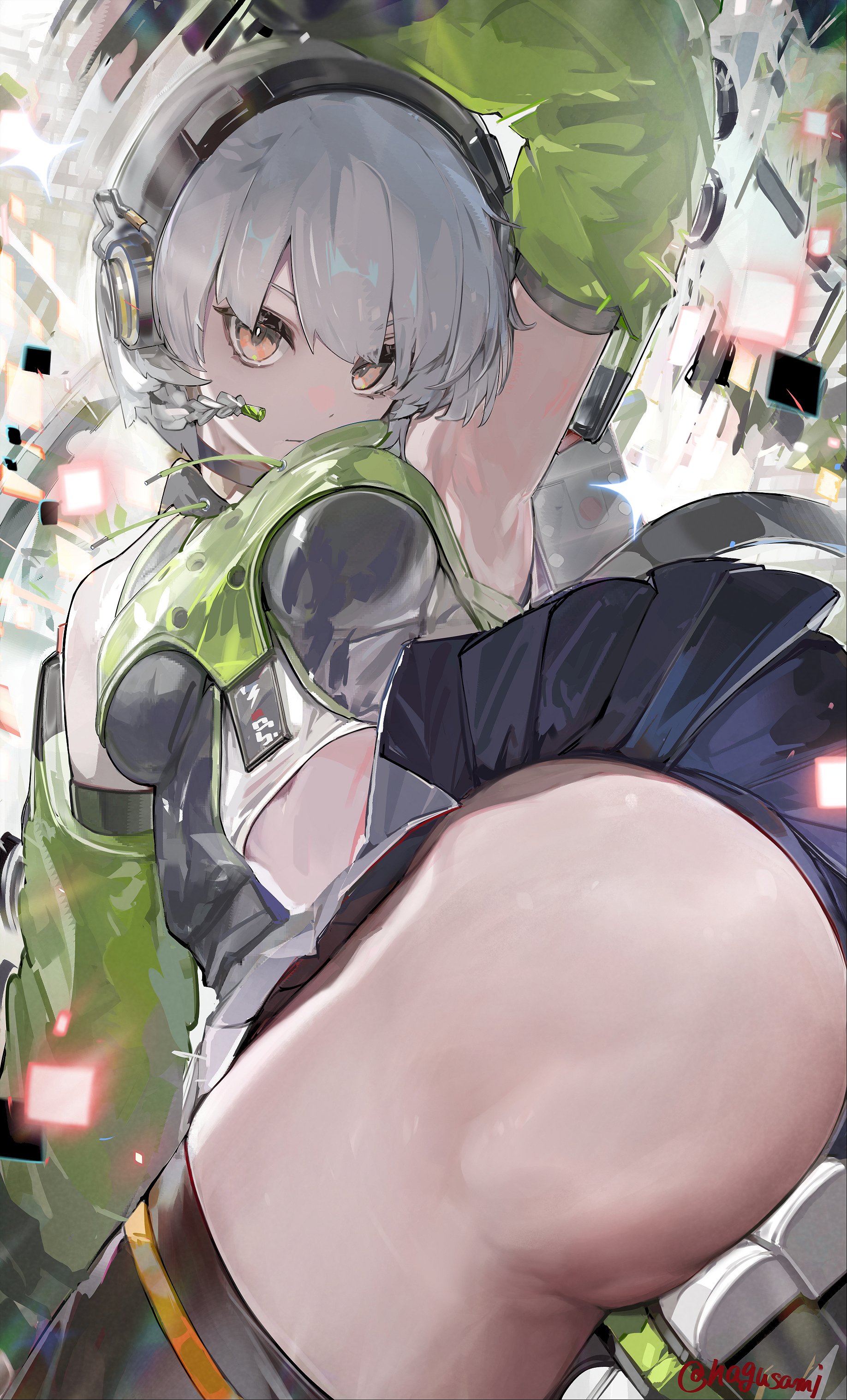 1girls, anby demara, artist request, ass, big ass, big butt, breasts, female, female focus, female only, large ass, light skin, light-skinned female, skirt, solo, thick thighs, thighhighs, thighs, wide hips, zenless zone zero