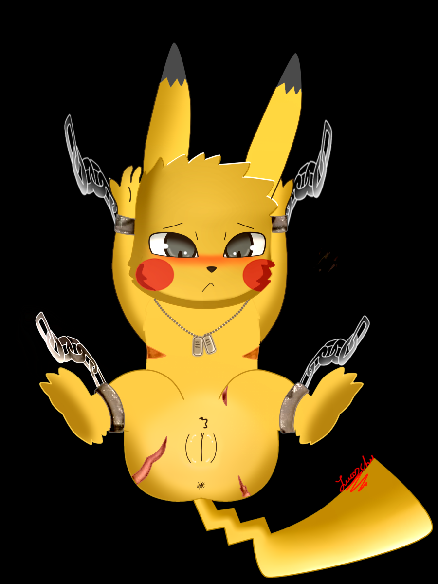 animal_genitalia armpits bondage bound lucaschu nintendo no_humans pikachu pokémon_(species) pokemon pokephilia pussy restraints video_games