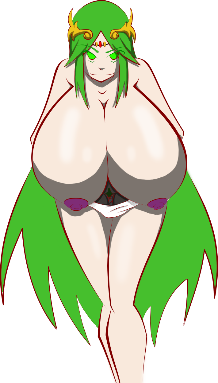 breasts female green_eyes green_hair huge_breasts kid_icarus kid_icarus_uprising long_hair nintendo palutena panties s3_studios solo