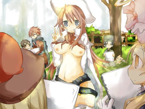 aliese aty belfraw blonde_hair blush breasts brown_hair green_hair long_hair nup orange_hair red_hair rexx summon_night summon_night_3 tagme will_(summon_night)