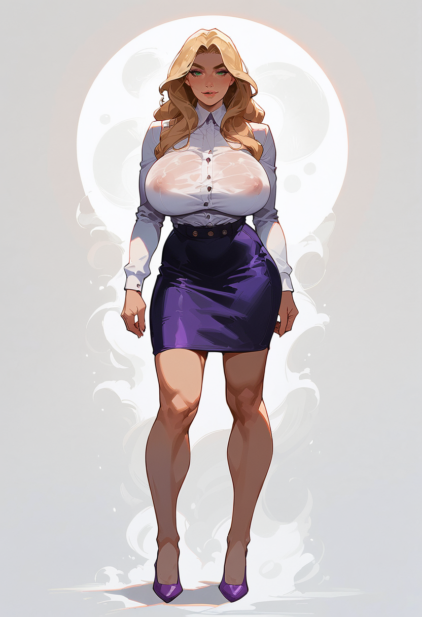 ai_generated blonde_hair high_heels large_breasts office_lady pencil_skirt