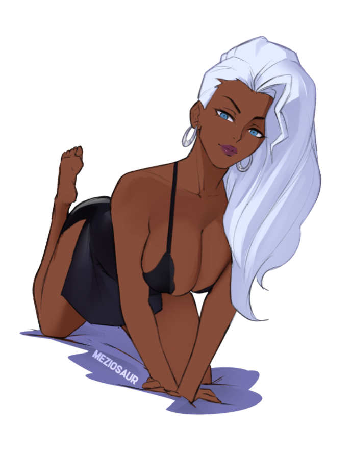 1girls ass black_female breasts cleavage dark-skinned_female dark_skin female female_focus female_only large_breasts lingerie looking_at_viewer marvel marvel_comics marvel_rivals meziosaur ororo_munroe solo storm_(marvel_rivals) storm_(x-men) thighs white_background x-men