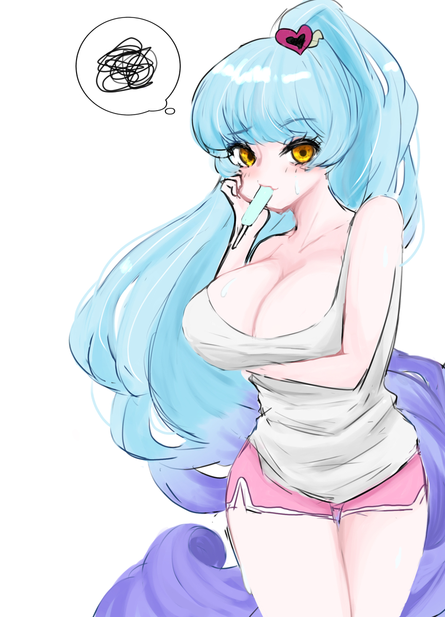 big_breasts big_butt blue_hair queen_of_hatred ten_oekaki yellow_eyes