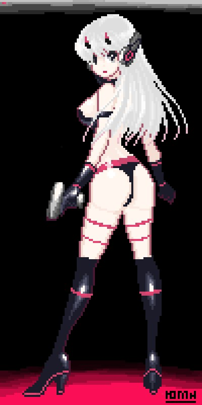 heels pixel_art scamrise silver_hair yuma