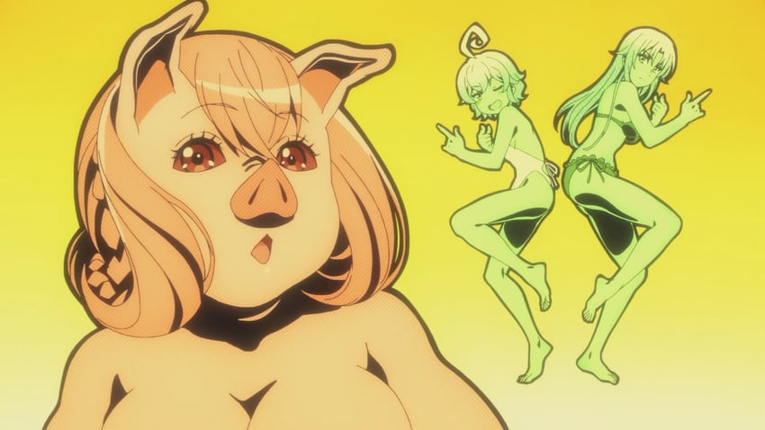 ema_(tsuki_ga_michibiku_isekai_douchuu) large_breasts nude pig_ears pig_girl pig_nose screenshot tsuki_ga_michibiku_isekai_douchuu tsukimichi_moonlit_fantasy