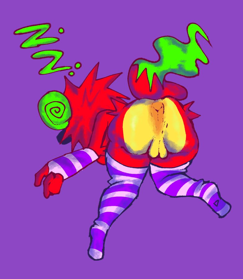 anthro anthro_only anus ass ass_focus big_nose blush breasts dialogue fur_ghost ghost_fur ghostfluff0 naked naked_female nervous nude nude_female oc onomatopoeia pussy pussy_out red_body sleeping sweat sweating tagme tail thick_thighs thighhighs thighs