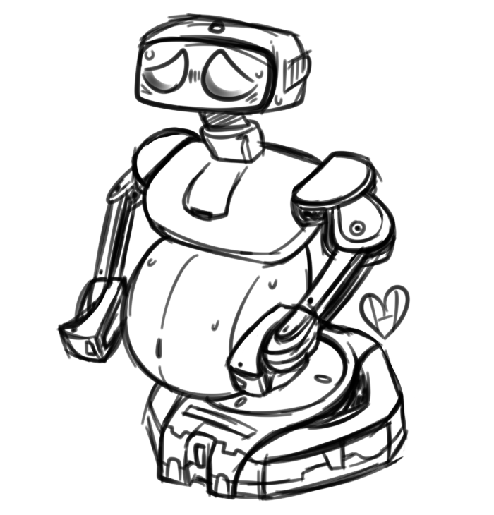 black_and_white humanoid_robot pregnant pregnant_male r.o.b. robot rough_sketch