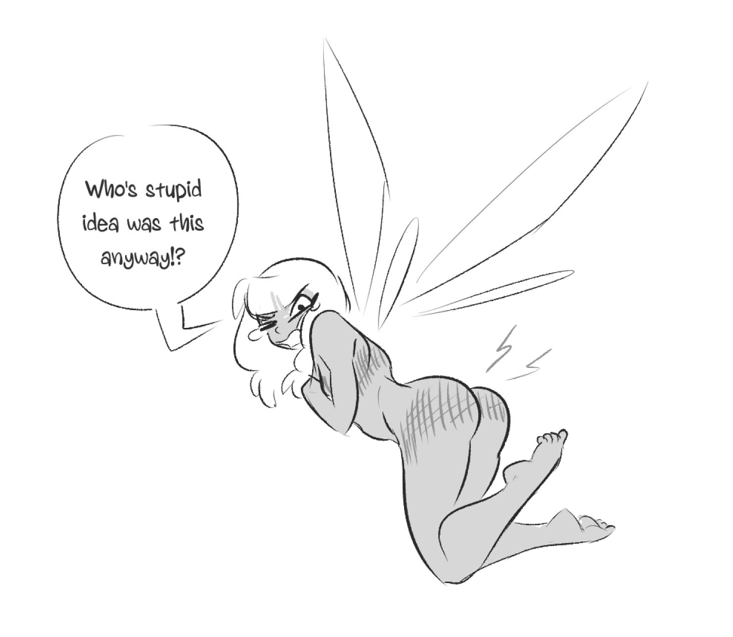 1girls, ass, barefoot, breasts, covering, fairy, female, mochabelle (spicymancer), nude, spank marks, spicymancer, tagme
